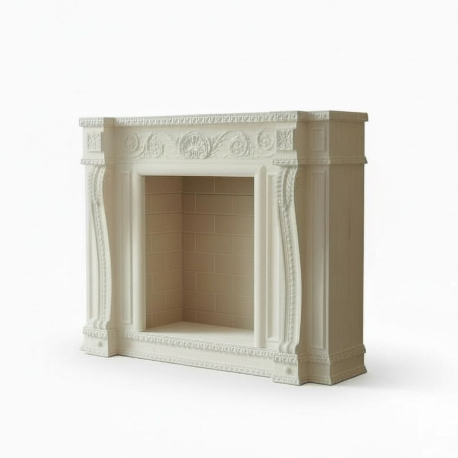 مدفأة كلاسيك أنيقة بحفر يدوي وتصميم فرنسي