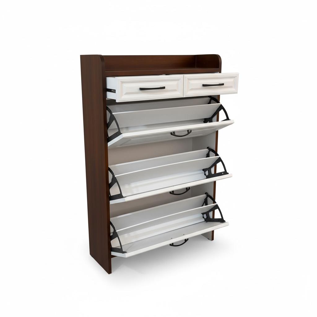 جزامة مودرن خشب طبيعي بدهان أبيض وبني