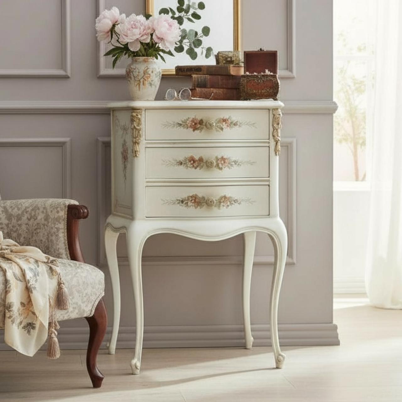 كومود كلاسيك برسومات يدوية ولمسة أنتيك راقية