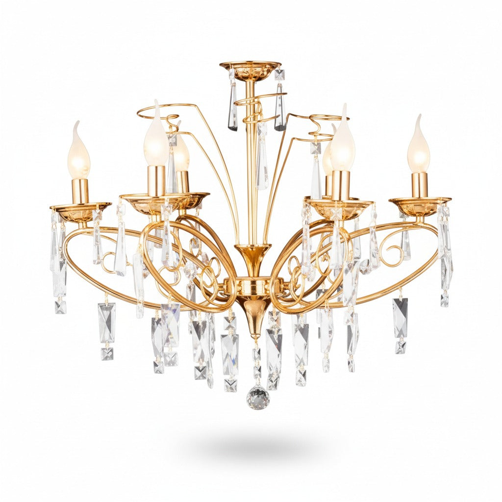 نجفة 6 ذراع بيضاوي بتفاصيل منحنية ناعمة