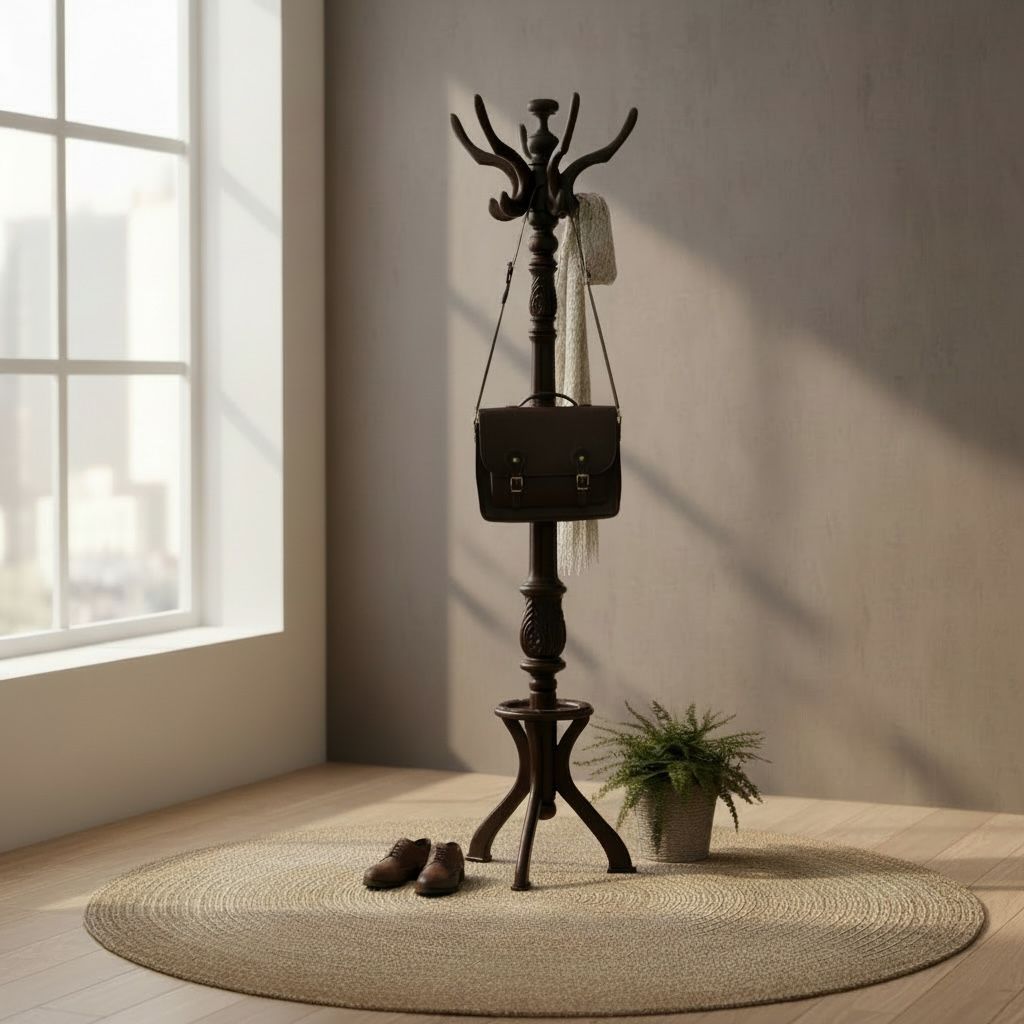 شماعة ملابس خشب بتصميم فاخر بلون بني داكن