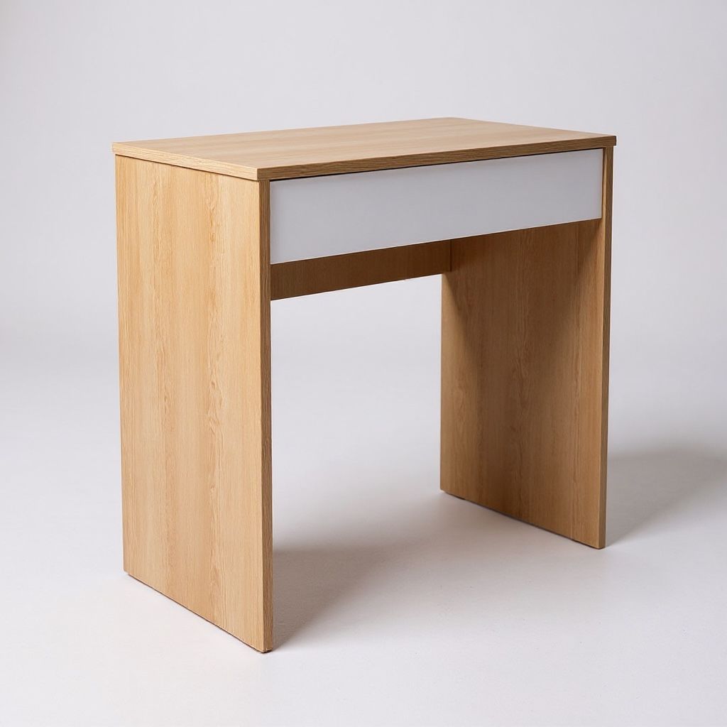 مكتب دراسي ثابت بدرج واحد – تصميم خشابي × أبيض