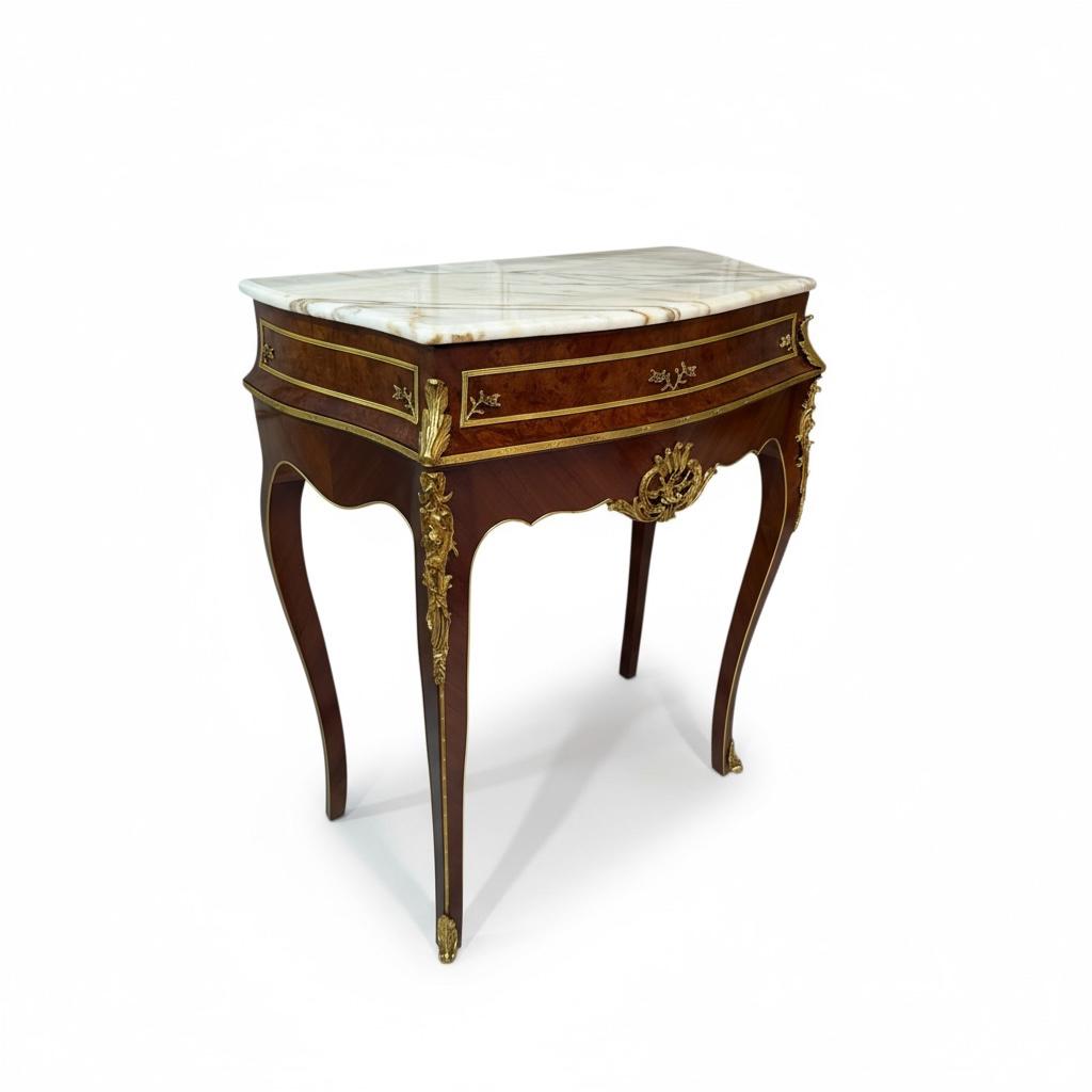 كونسول كلاسيك خشب طبيعي بسطح رخام