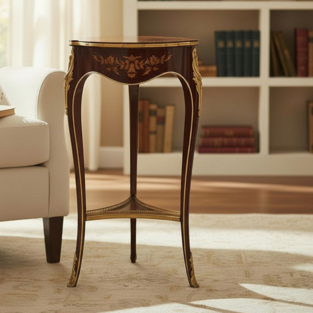 ترابيزة جانبية كلاسيكية بتطعيم نحاس