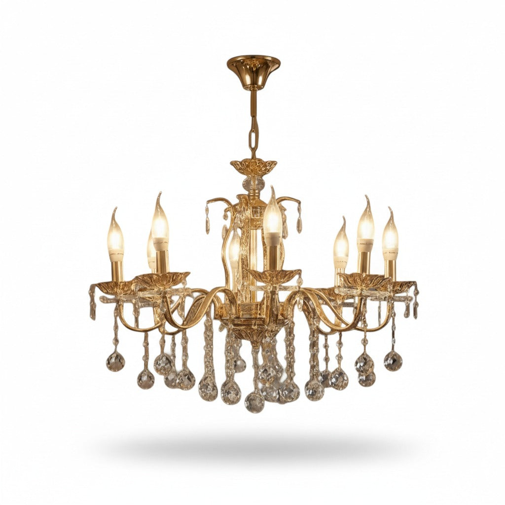 نجفة كلاسيك 10 ذراع سبك ليزر معدن مطلي نحاس باللون الذهبي