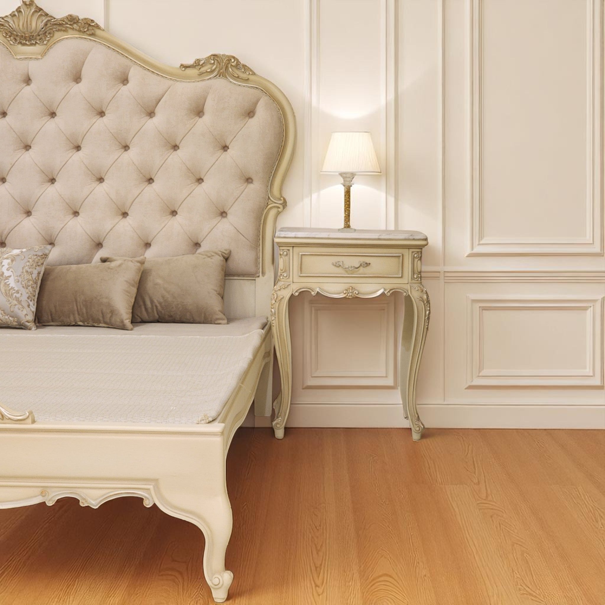 Classic bedroom with royal details and a soft French touch