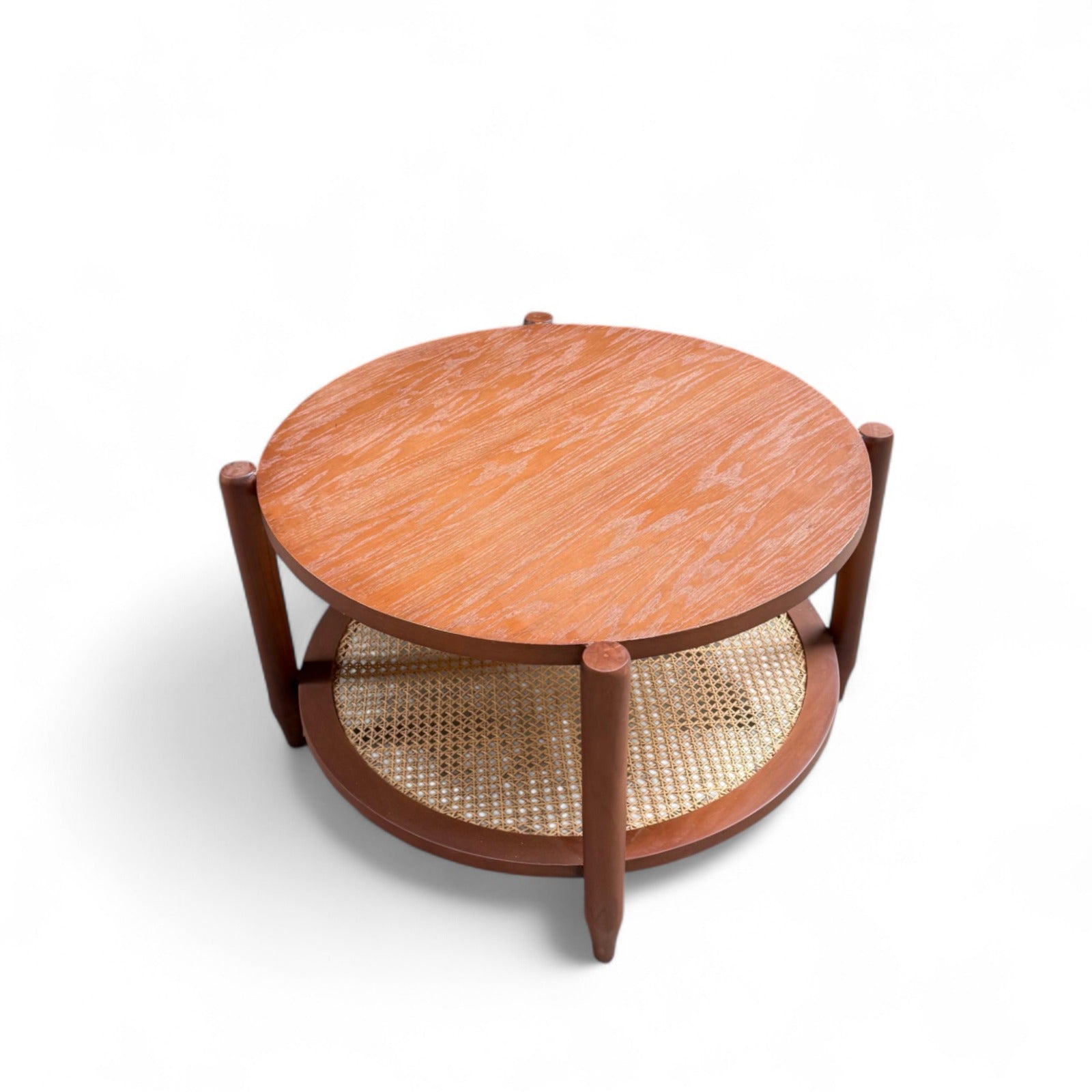 ترابيزة قهوة دائرية مودرن خشب بقاعدة كانيه