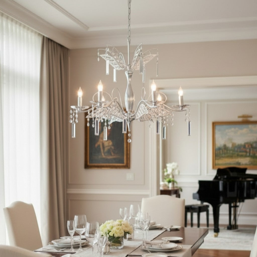 نجفة 6 ذراع جناح فراشة كروم