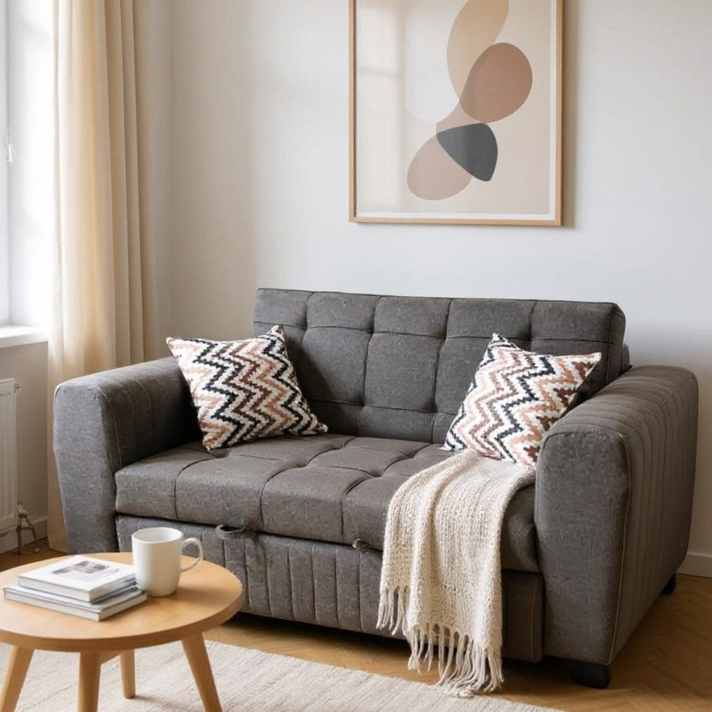 Bed sofa and linen cover with sturdy beech frame