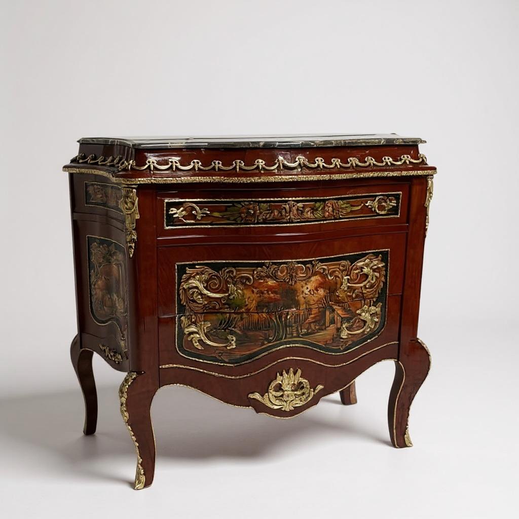 بايوه أنتيك فاخر مطعّم بالنحاس ومرسوم يدويًا