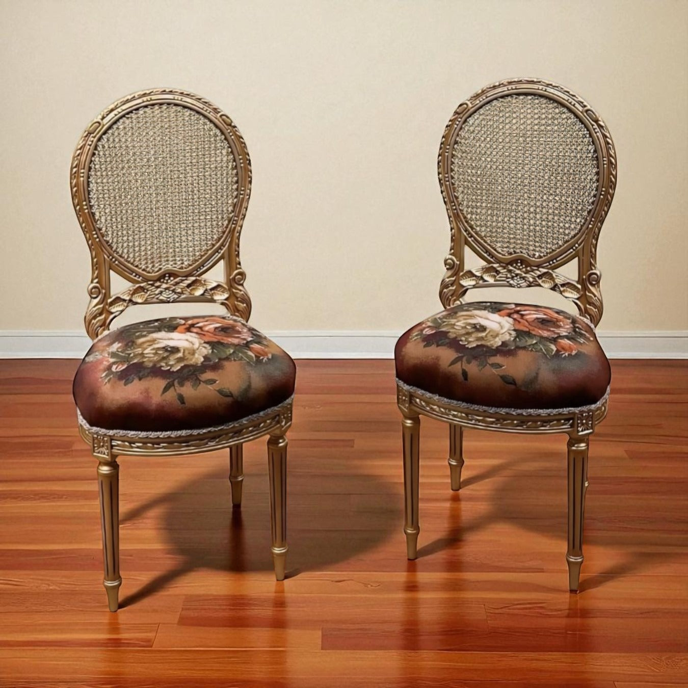 Antique chair with natural cane back