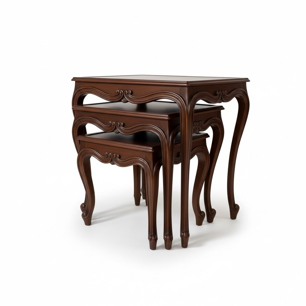 طقم ترابيزات متداخل بني بزجاج فاميه – 3 قطع