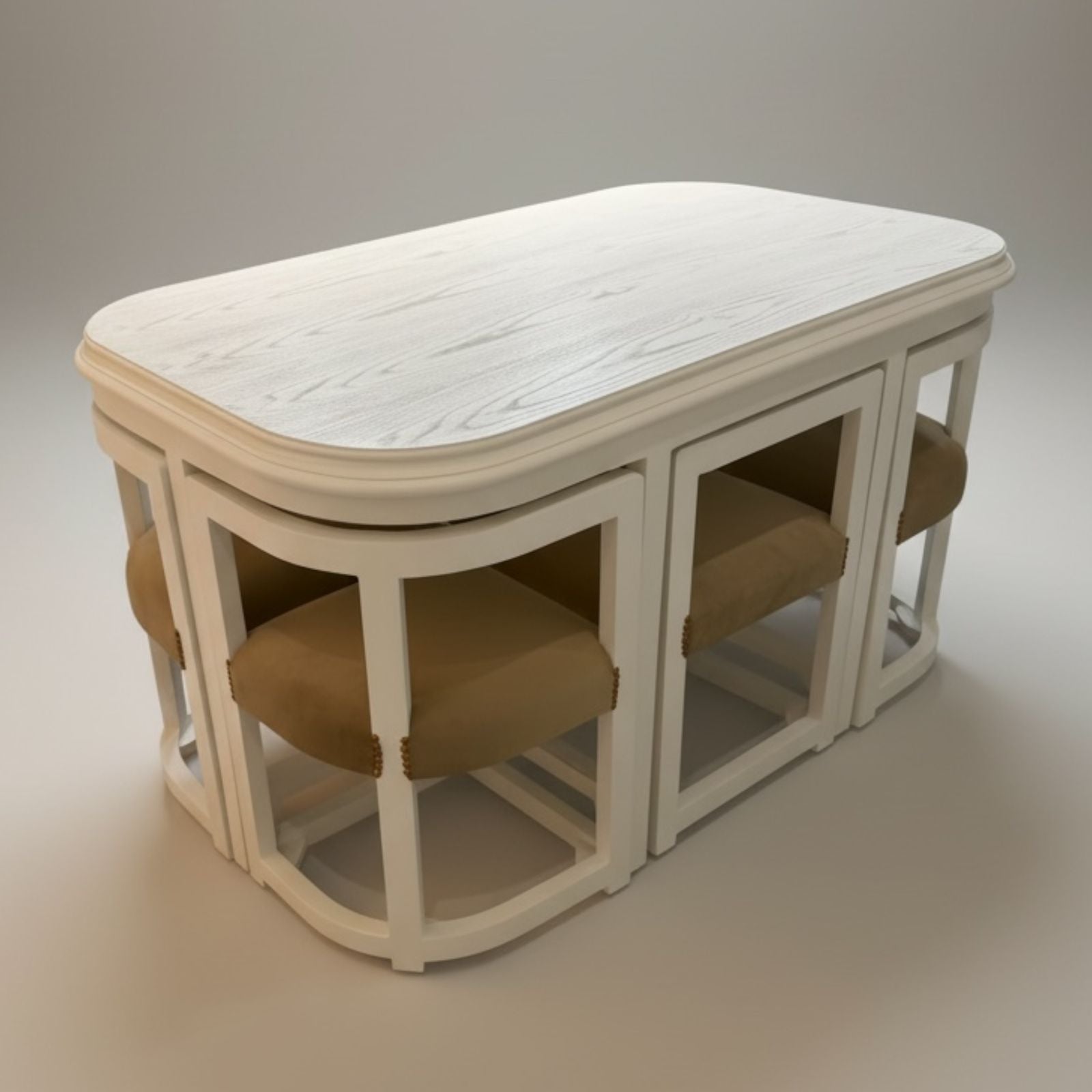 ترابيزه سفرة بتصميم ذكي مع مقاعد متداخلة