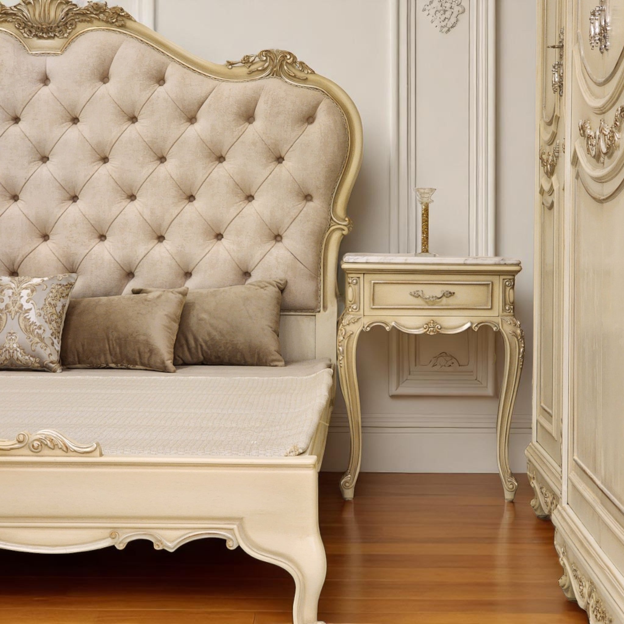 Classic bedroom with royal details and a soft French touch