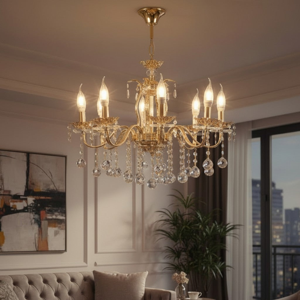 نجفة كلاسيك 10 ذراع سبك ليزر معدن مطلي نحاس باللون الذهبي