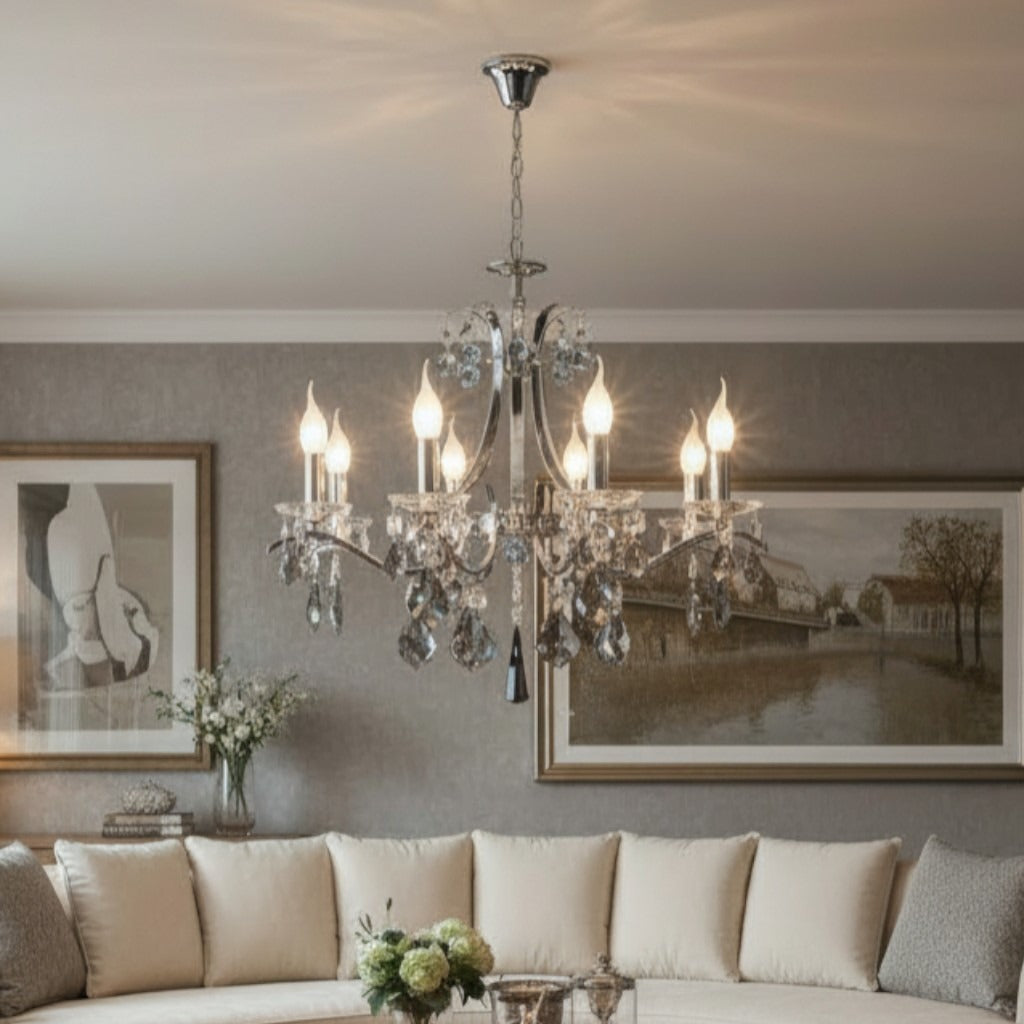 نجفة 6 ذراع خوصة كروم تجمع بين البساطة والفخامة