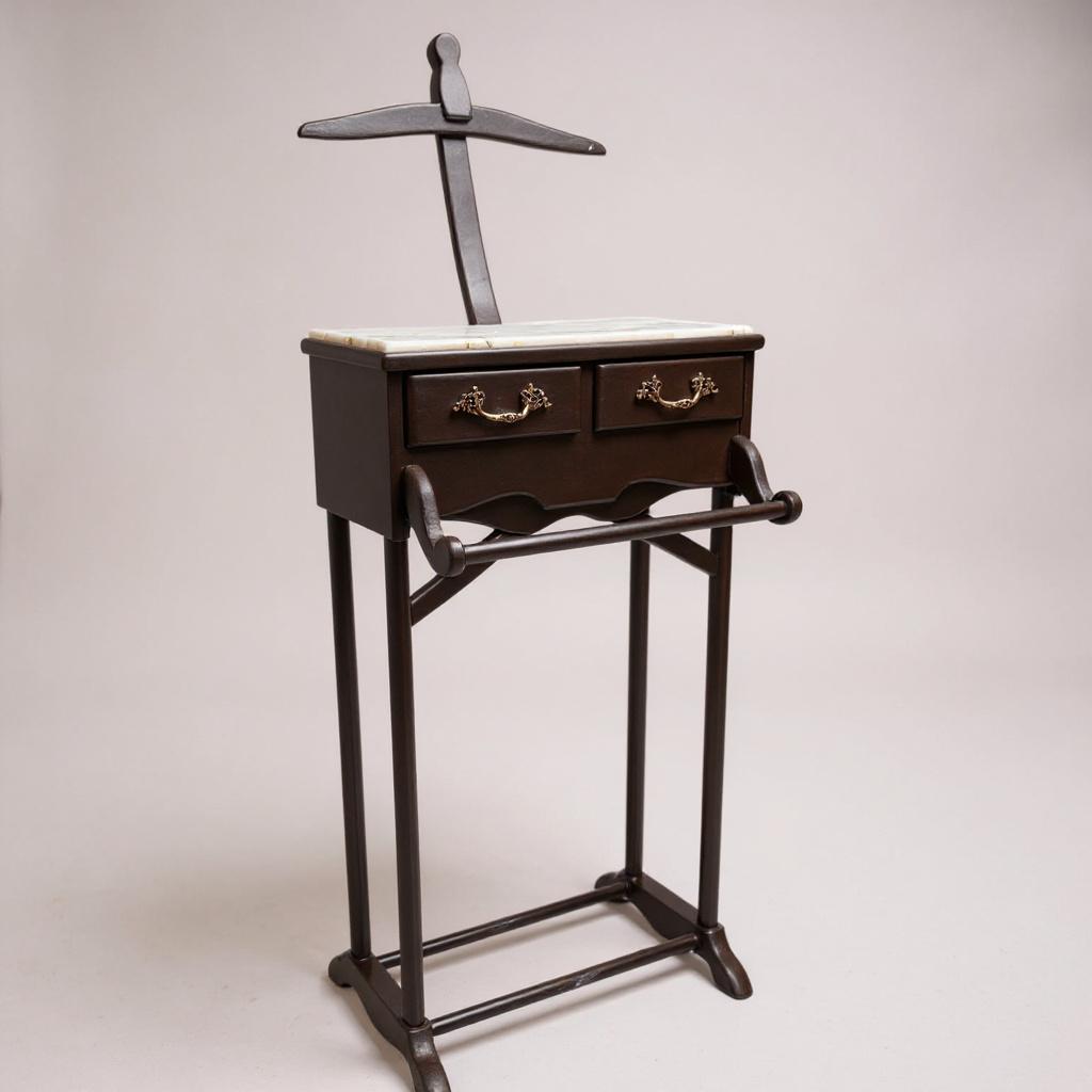 شماعة خشب زان داكن مع سطح رخام