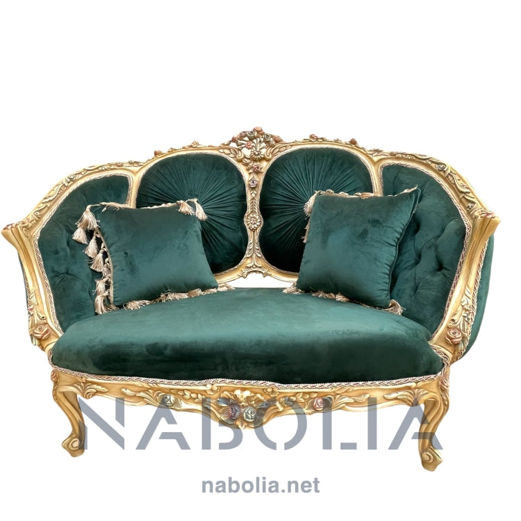 كنبه انتيك لاكيه - كنبه انتيك لاكيه مصنوعه من الخشب الزان الرومانيالدهان لاكيه مترب مع ألوان زيت الورودقماش قطيفه ساده تنجيد كابوتنيه في بلسيه المقاسات 130*65