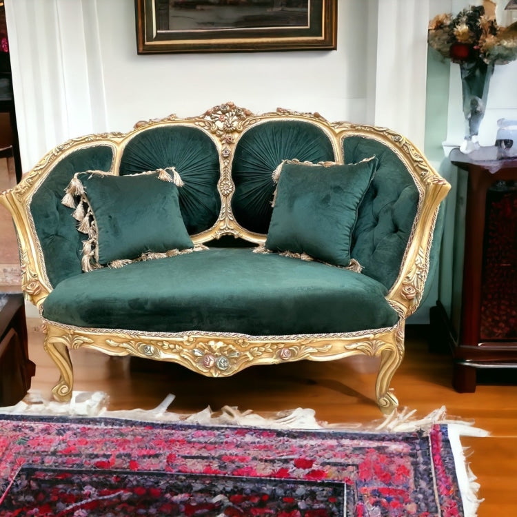 كنبه انتيك لاكيه - كنبه انتيك لاكيه مصنوعه من الخشب الزان الرومانيالدهان لاكيه مترب مع ألوان زيت الورودقماش قطيفه ساده تنجيد كابوتنيه في بلسيه المقاسات 130*65