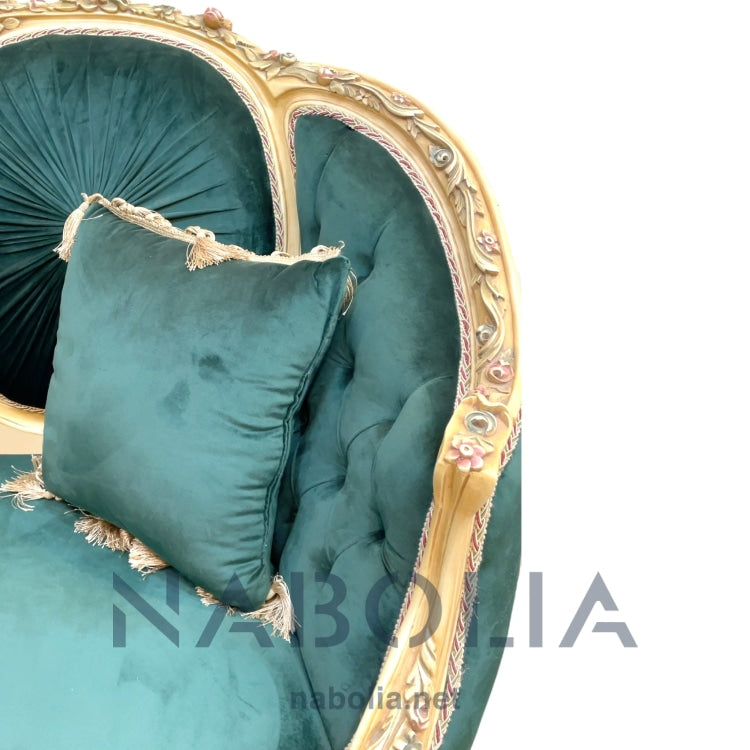 كنبه انتيك لاكيه - كنبه انتيك لاكيه مصنوعه من الخشب الزان الرومانيالدهان لاكيه مترب مع ألوان زيت الورودقماش قطيفه ساده تنجيد كابوتنيه في بلسيه المقاسات 130*65