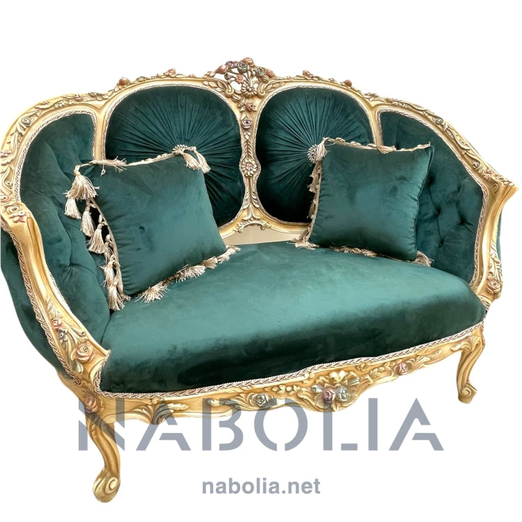 كنبه انتيك لاكيه - كنبه انتيك لاكيه مصنوعه من الخشب الزان الرومانيالدهان لاكيه مترب مع ألوان زيت الورودقماش قطيفه ساده تنجيد كابوتنيه في بلسيه المقاسات 130*65