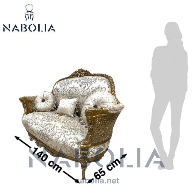 كنبة انتيك كانيه - كنبه انتيك كانيه مصنوعه من الخشب الزان الروماني والكانيه الطبيعيالدهان دهب قديم متربالقماش حرير مشجر140*65