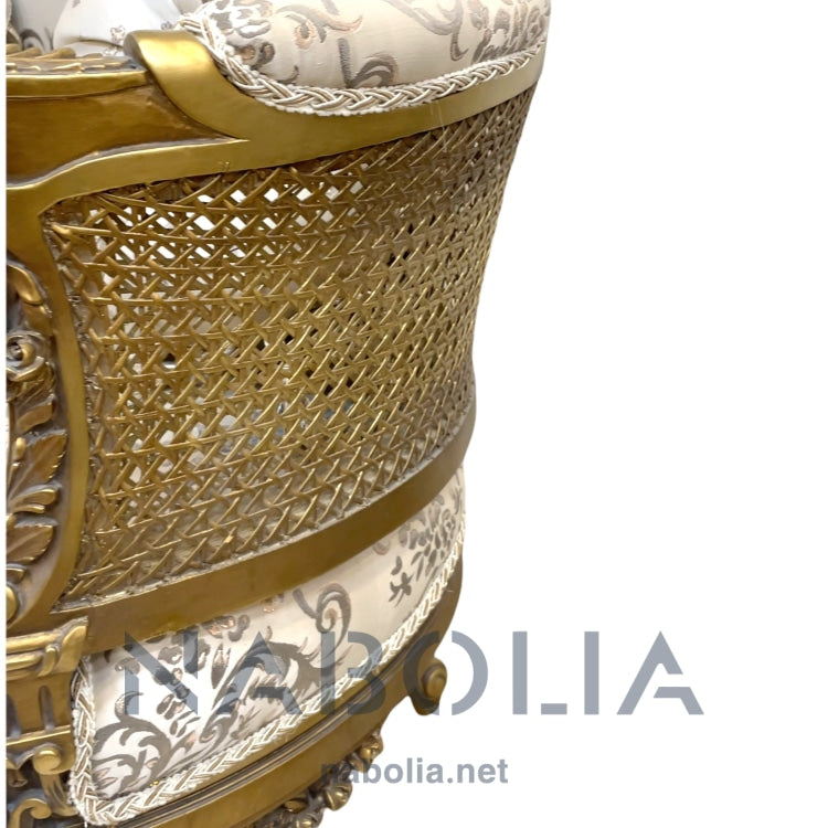 كنبة انتيك كانيه - كنبه انتيك كانيه مصنوعه من الخشب الزان الروماني والكانيه الطبيعيالدهان دهب قديم متربالقماش حرير مشجر140*65