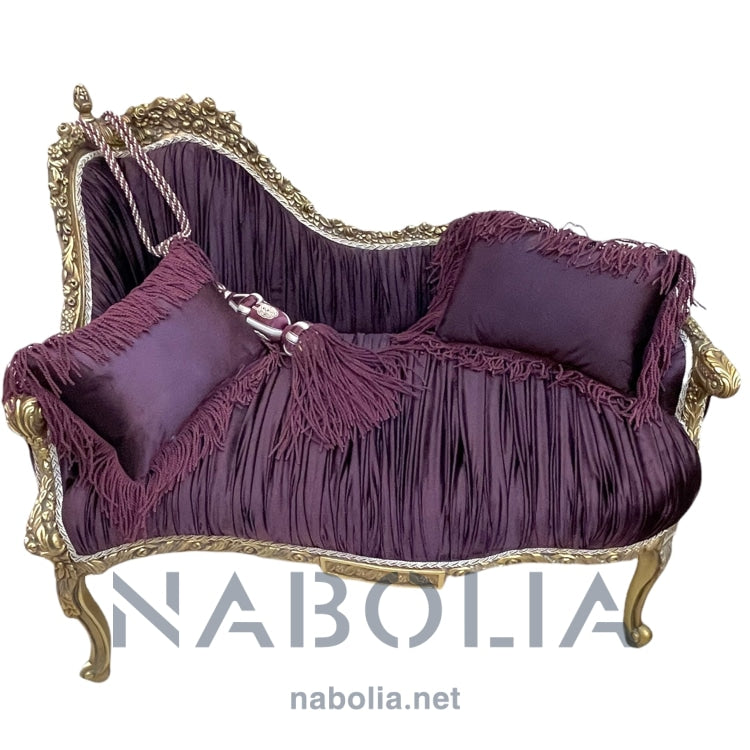 كنبة بليسيه انتيك - كنبه انتيك مصنوعه من الخشب الزان الروماني اويمه يدوي متقنهدهان دهب قديم متربقماش قطيفه بليسيه115*65