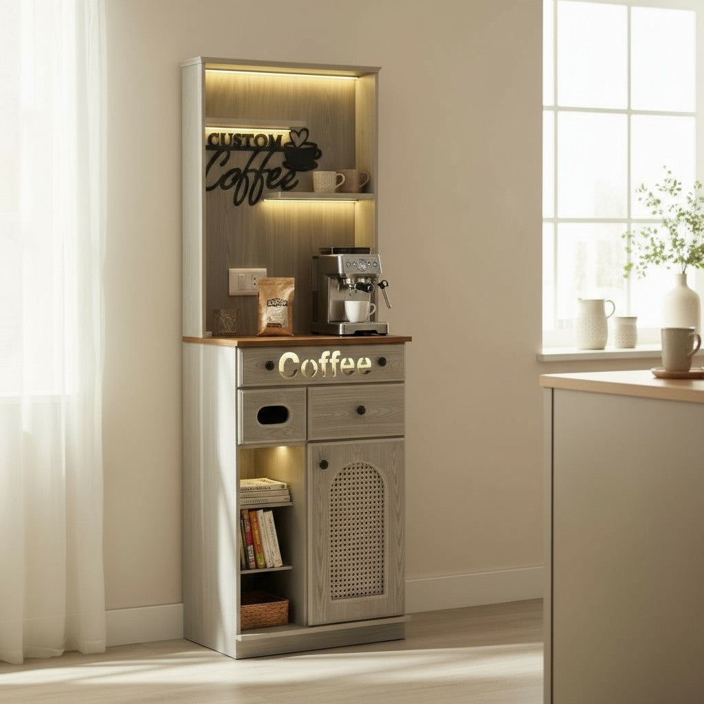 وحدة قهوة خشبية بتصميم مودرن