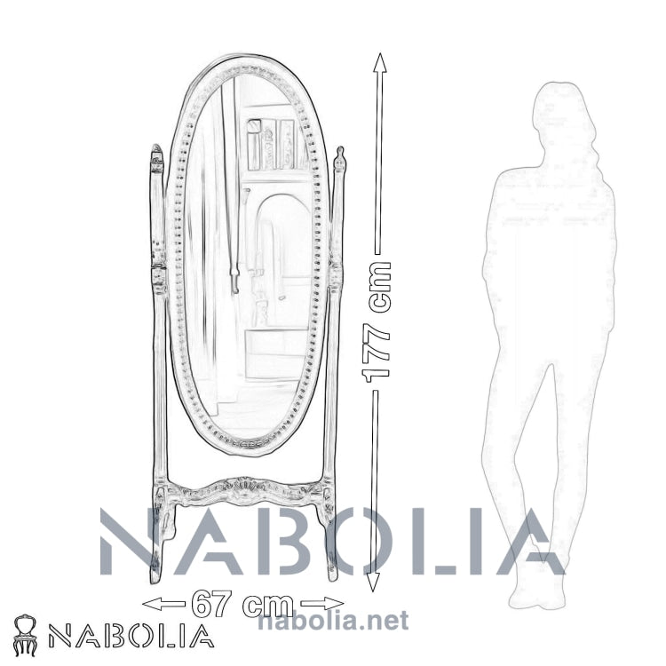 مرايا نيوكلاسيك - مرايا مدخل نيوكلاسيك مصنعة من خشب الزان الاحمر و الاويمة اليدوي و اللون شامبين المقاسات: W 67 CM * H 177 CM