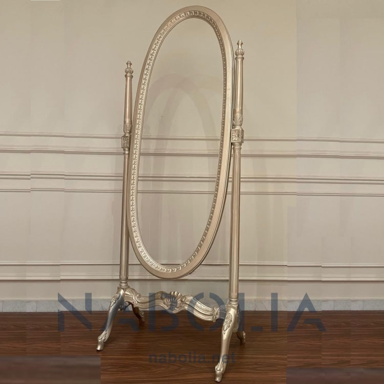 مرايا نيوكلاسيك - مرايا مدخل نيوكلاسيك مصنعة من خشب الزان الاحمر و الاويمة اليدوي و اللون شامبين المقاسات: W 67 CM * H 177 CM