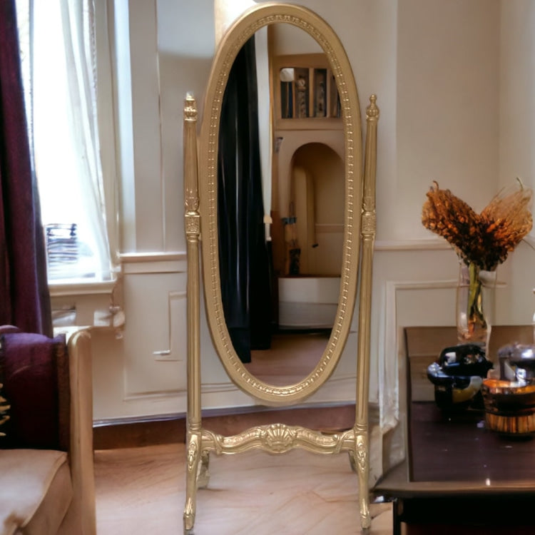 مرايا نيوكلاسيك - مرايا مدخل نيوكلاسيك مصنعة من خشب الزان الاحمر و الاويمة اليدوي و اللون شامبين المقاسات: W 67 CM * H 177 CM