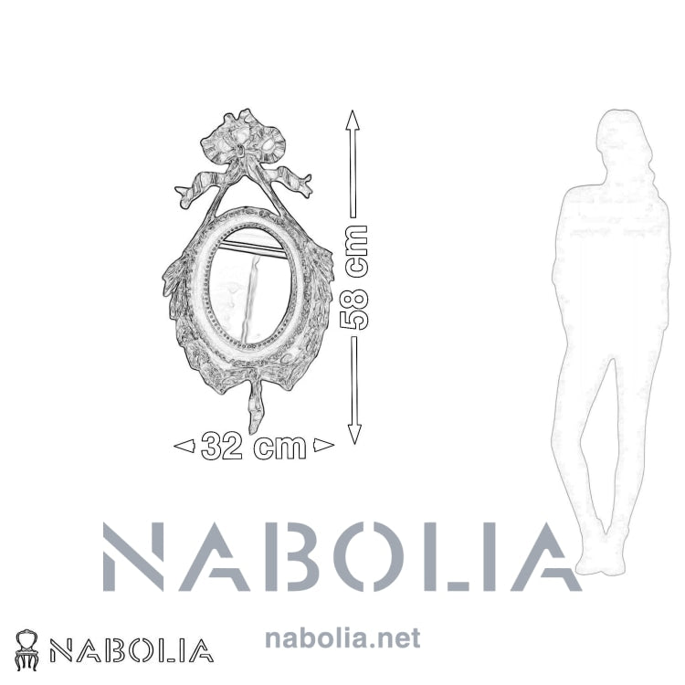 مراية فيونكة - برواز فيونكة أنتيك من الخشب الطبيعي والحفر اليدوي اوف وايت المقاسات: W 58CM * L 32 CM