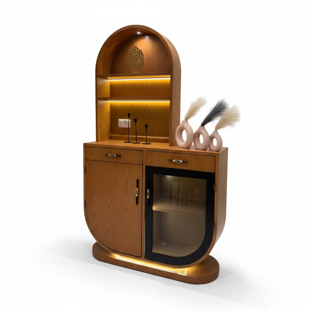 وحدة كوفي كورنر مع أرفف تخزين