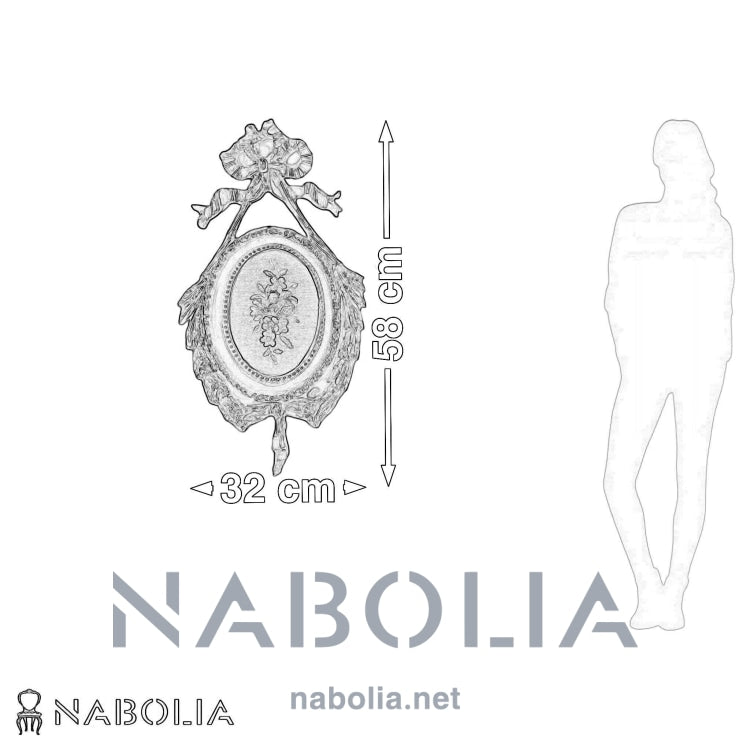 تعليقة فيونكة ابيسون اوف وايت - عدد اتنين تعليقة فيونكة أنتيك من الخشب الطبيعي والحفر اليدوي اوف وايت في دهب انتيك مع قطعة من قماش الأبيسون المقاسات: W 58CM * L 32 CM