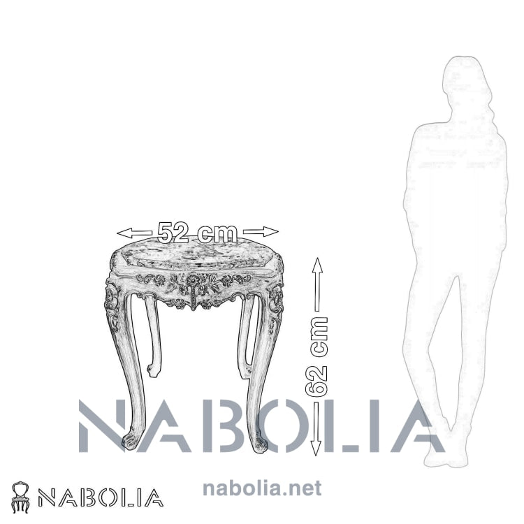 ترابيزة كورنر كلاسيك بقرصة رخام امبرادور - ترابيزة جانبية أنيقة بتصميم كلاسيكي فاخر، مصنوعة من الخشب الزان المتين بتشطيب دهبي مترب يبرز تفاصيل الأويمة اليدوية الدقيقة. تأتي بقرصة من رخام امبرادور غامق تضيف لمسة فخامة وأناقة، مما يجعلها مثالية للصالات أو بجانب الكنب والكراسي الفخمة الخاماتالهيكل: خشب زان طبيعيالدهان: دهبي متربالقرصة: رخام امبرادور غامق المقاساتالعرض: 52 سمالارتفاع: 62 سمالعمق: 52 سم