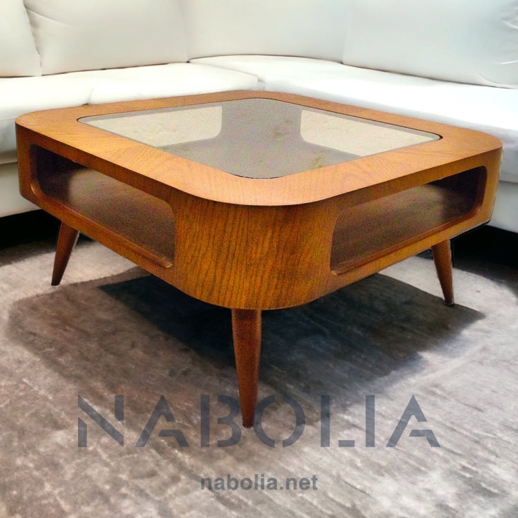 ترابيزة قهوة مربعة - ترابيزه ليفنج مصنعه من الخشب الزانمع وجود مساحه للتخزين المقاسات: W 80 CM * H 40 CM * B 80 CM