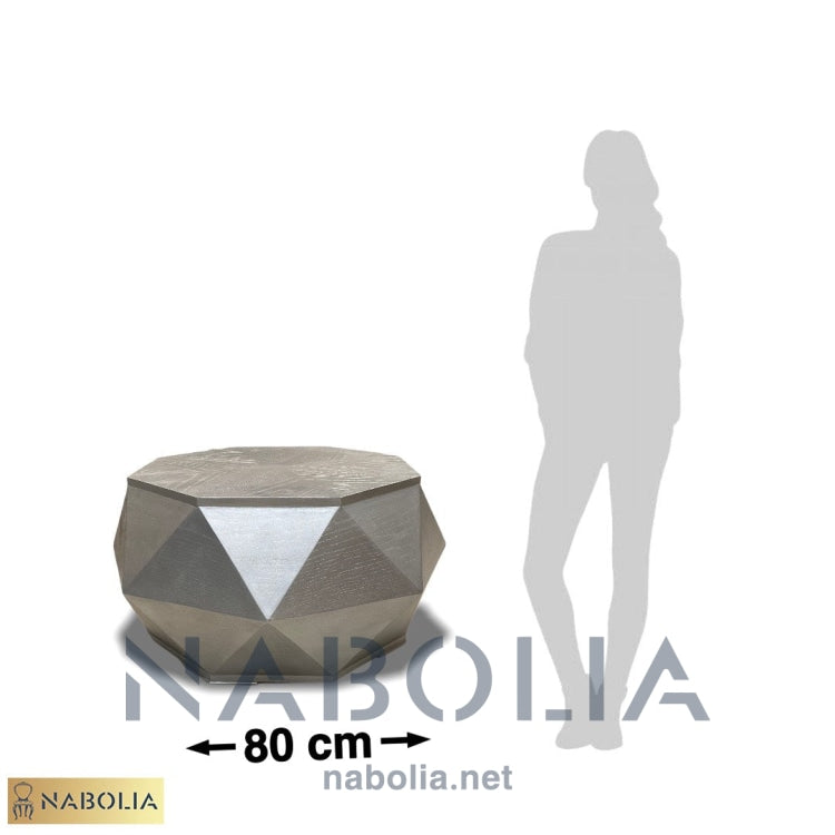 ترابيزة قهوة شامبين - ترابيزة قهوة شكل هندسي مثمن لون شامبين فضي خشب اسباني ام دي اف المقاسات: W 80 CM * L 80 CM