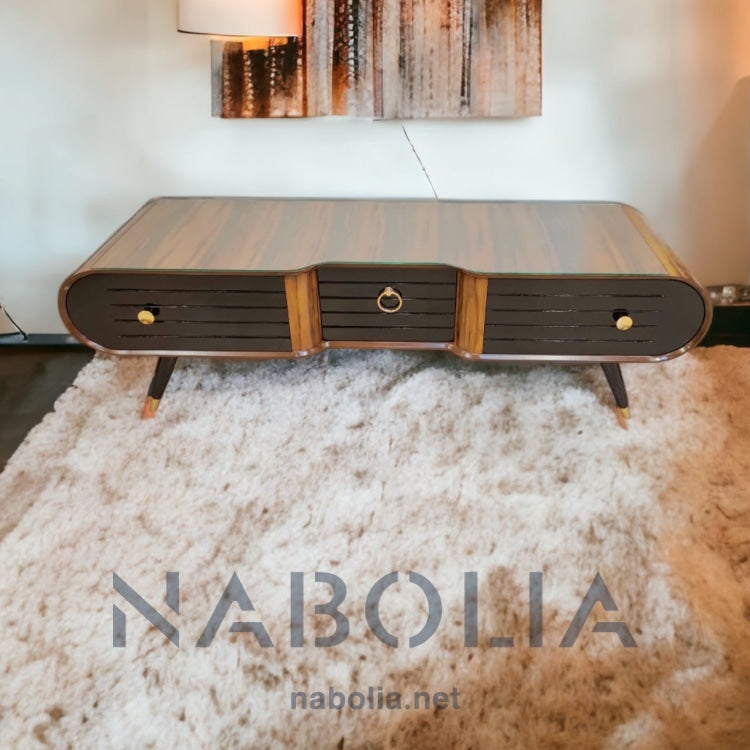 ترابيزة تلفزيون بندقي - وحدة تلفزيون من الخشب الطبيعي والقشرة الطبيعي تلاتة درج متاح ألوان المقاسات: W 160 CM * B 45 CM *H 55 CM