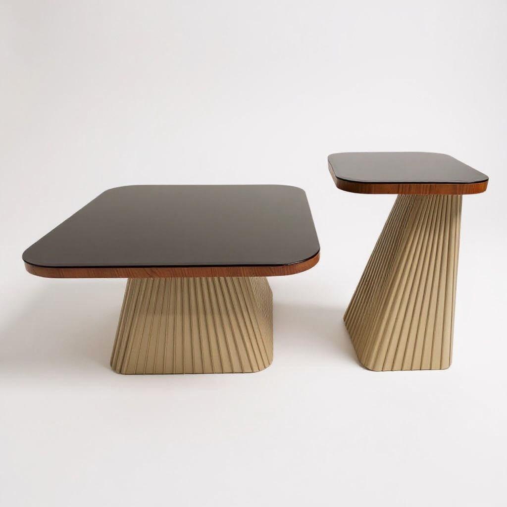 طقم ترابيزة مودرن بقاعدة فلوت خشابية