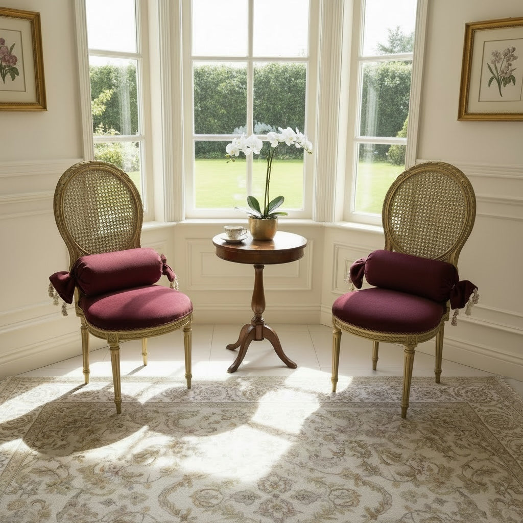 اتنين كرسي أنتيك ظهر كانيه طبيعي - Nabolia