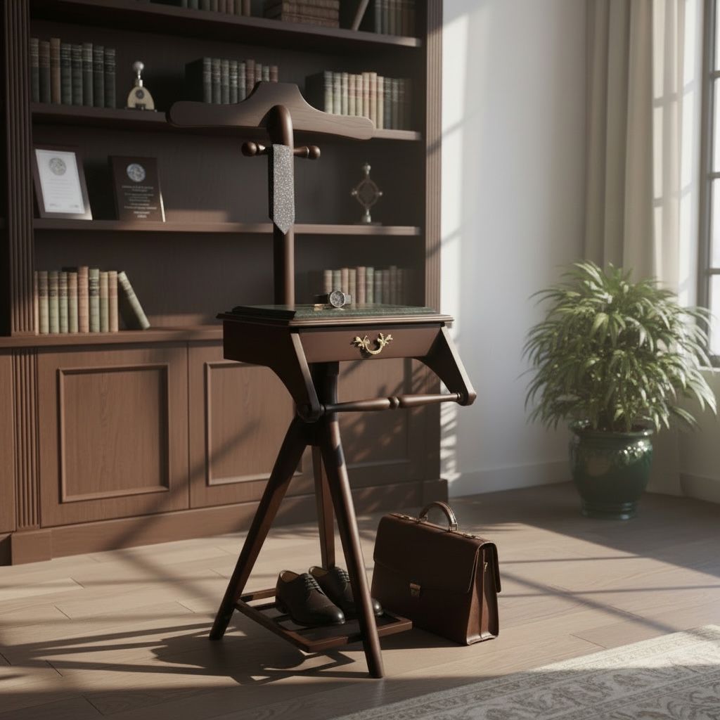 شماعة مكتب كلاسيك خشب زان مزودة بدرج بلون بني غامق