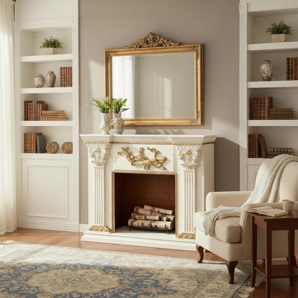 مدفأة كلاسيك فاخرة بتصميم ملكي ولمسات زخرفية راقية