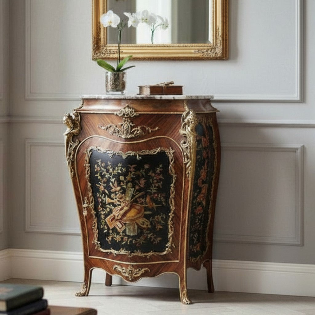 بايوه القصر موديل فرنسي فاخر بضلفة واحدة وزخارف نحاسية منقوشة