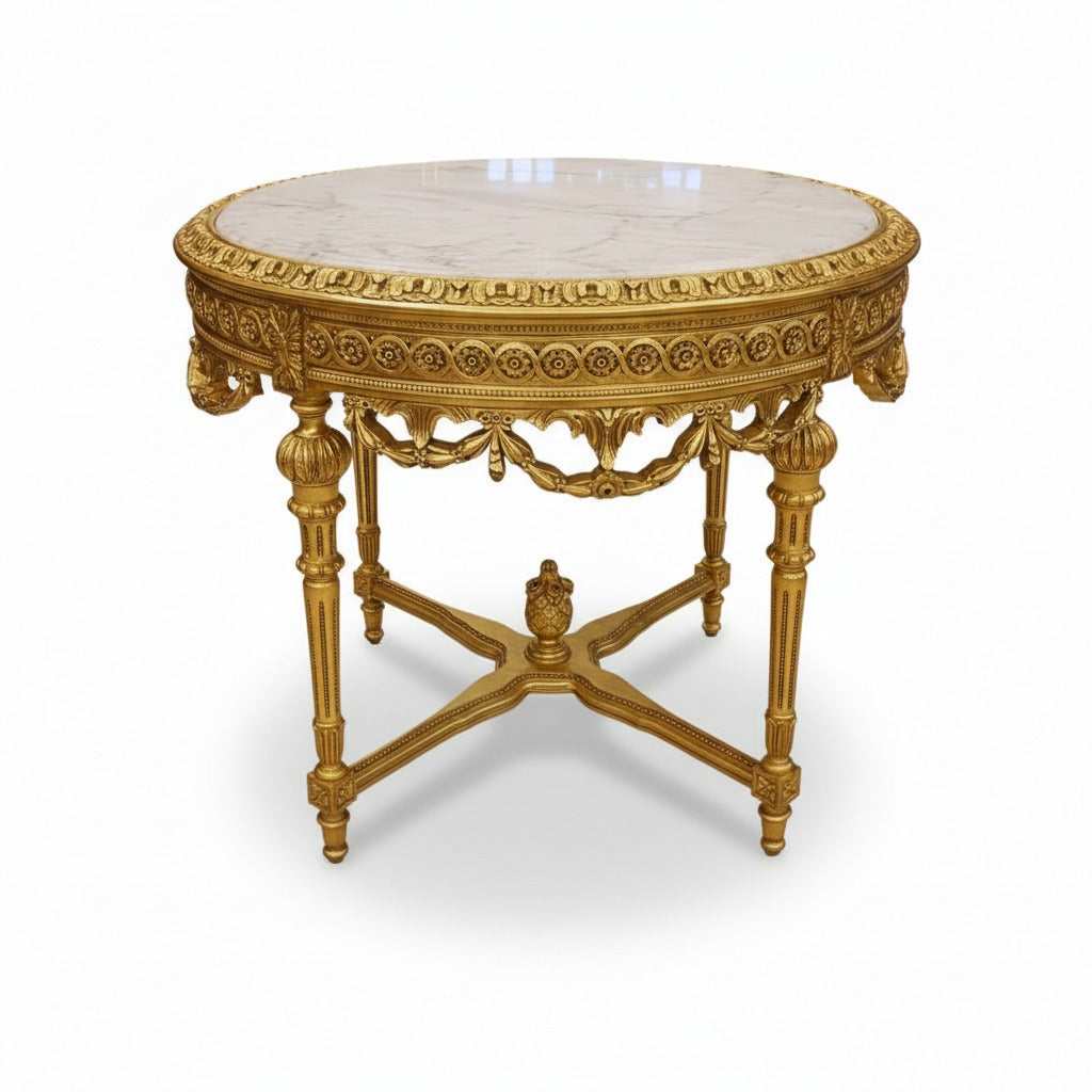 ترابيزة مدخل دائرية كلاسيك بسطح رخامي - Nabolia