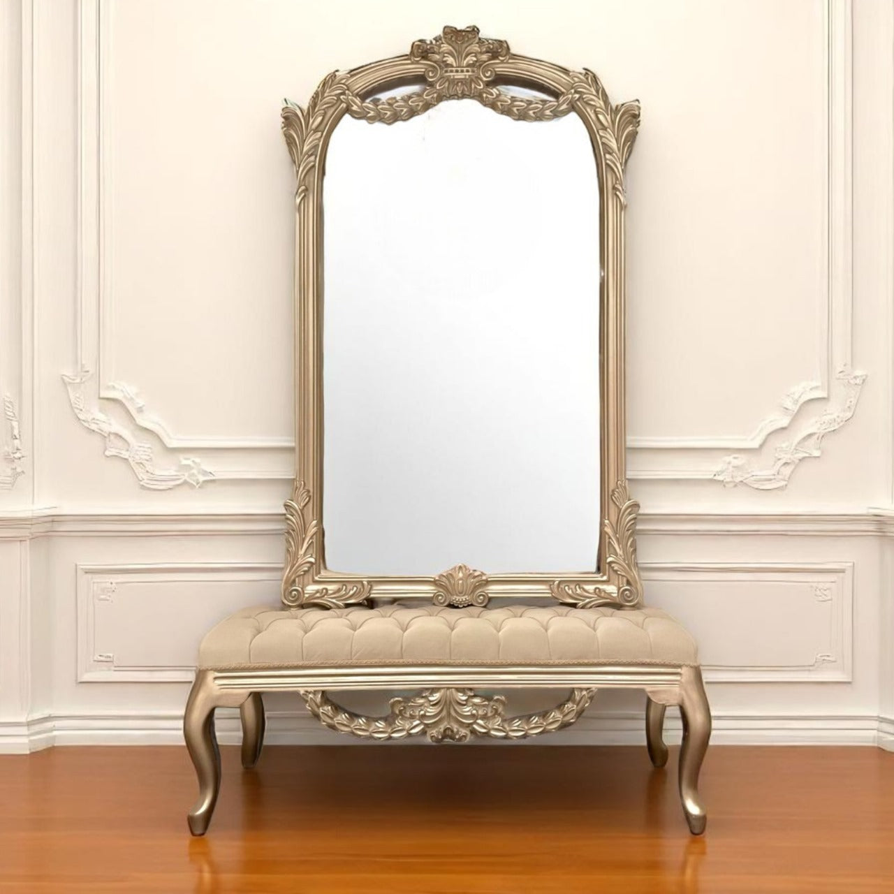 Banquet console and mirrors
