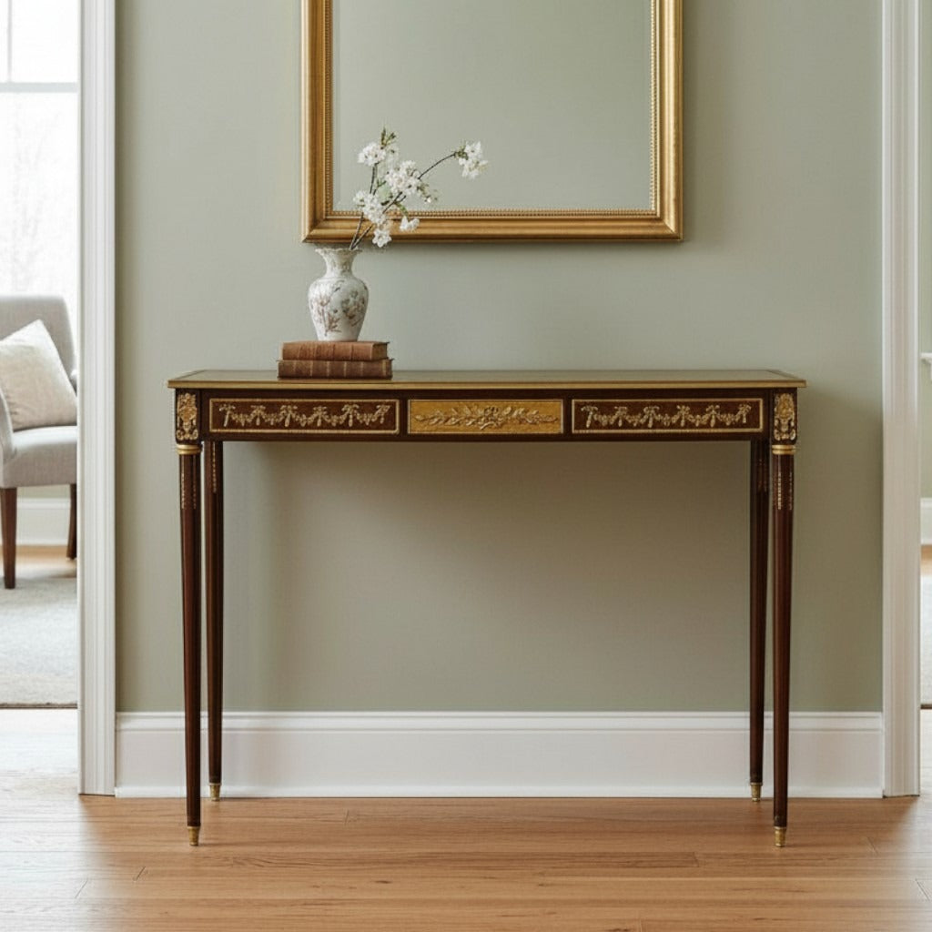 كونسول كلاسيك فاخر بتطعيمات نحاسية