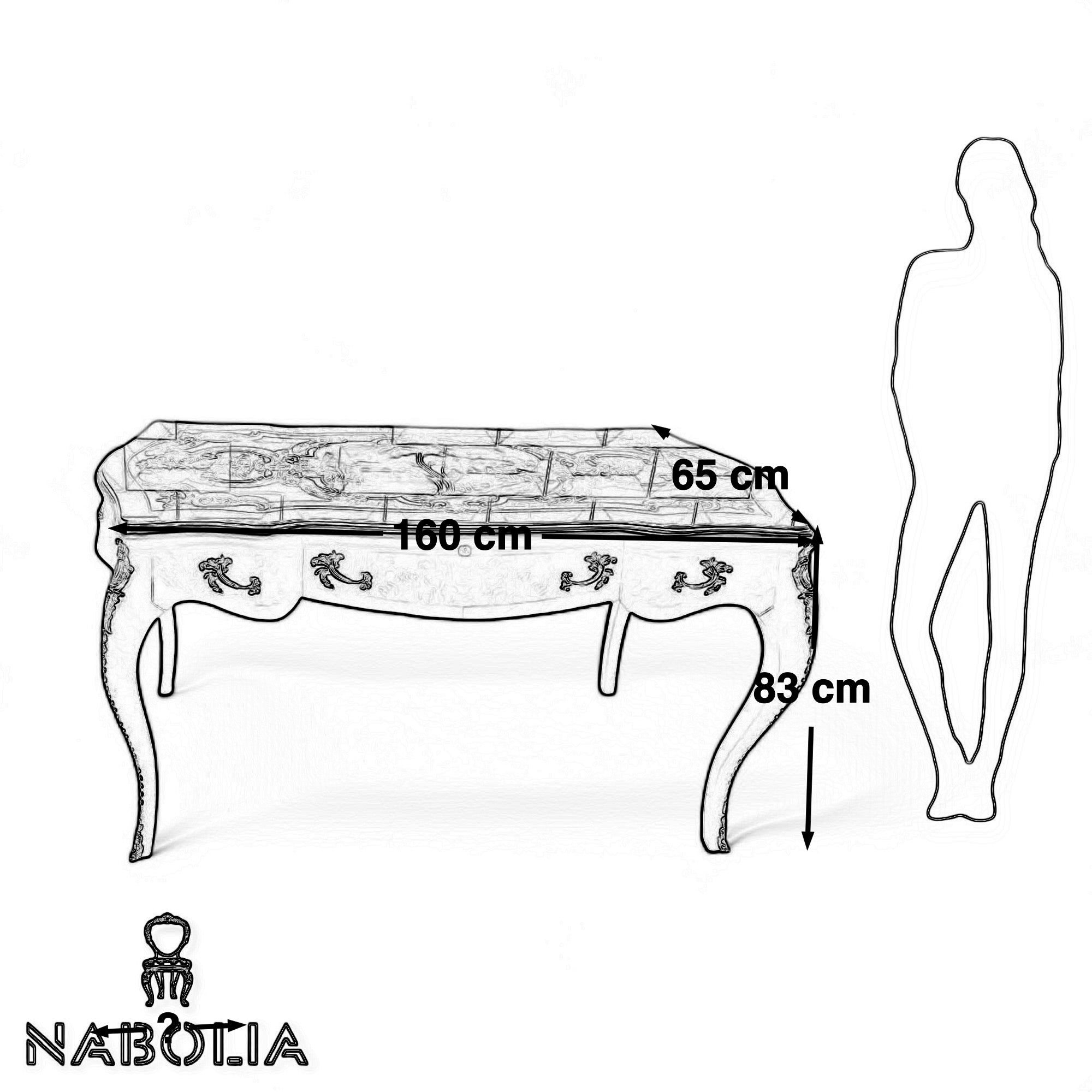 مكتب كلاسيك مطعم بالنحاس والرسم مقاس 160