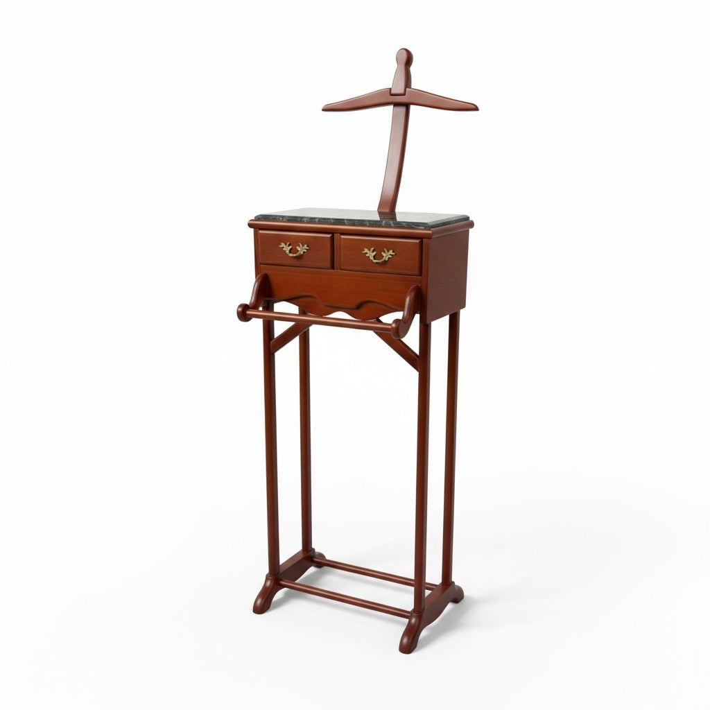 شماعة خشب زان داكن مع سطح رخام