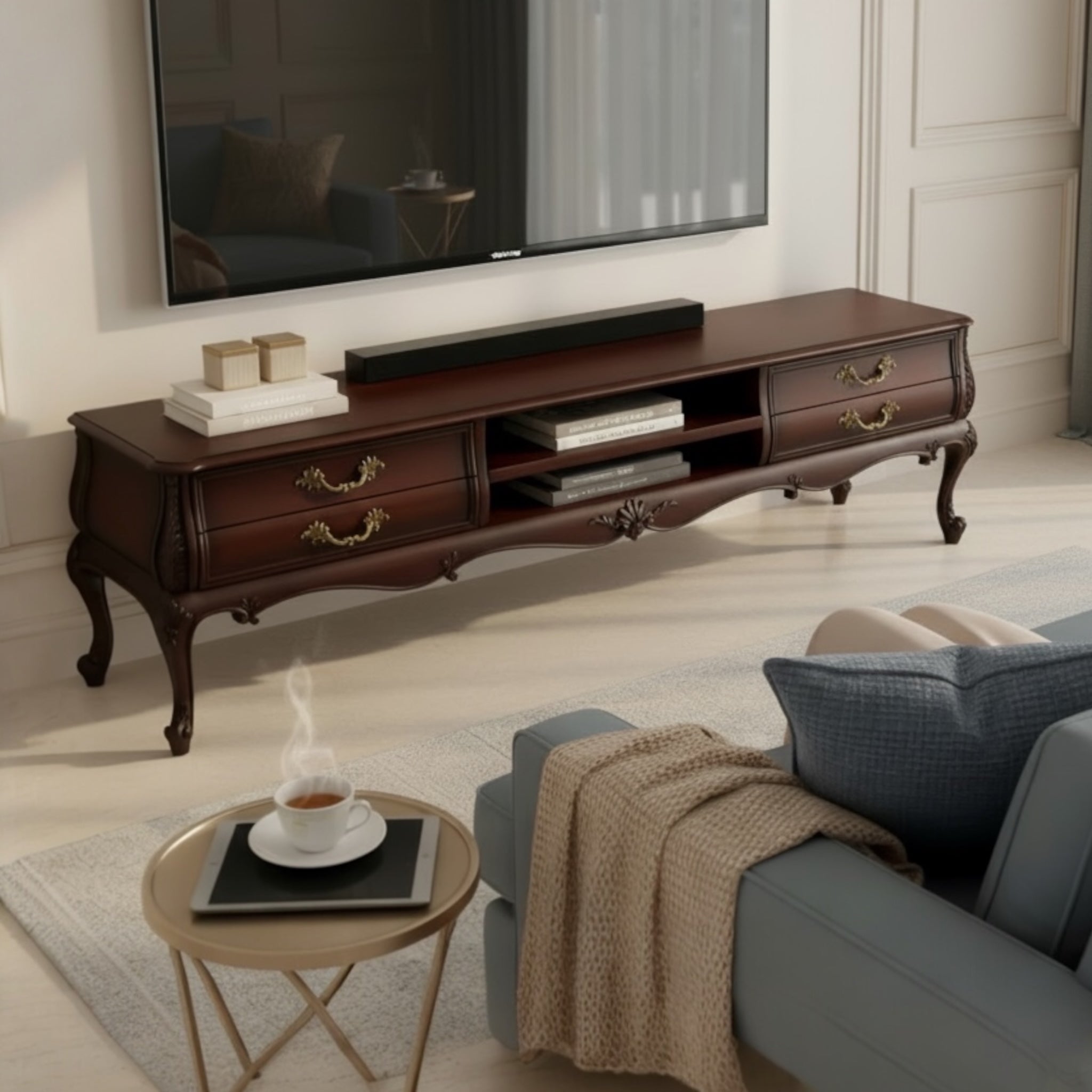 وحدة تلفزيون كلاسيكية اربعة درج - Nabolia